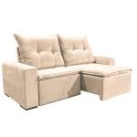 SOFÁ IPANEMA (2,00M) RETRÁTIL E RECLINÁVEL - VELUDO BEGE - Imagem 2