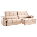 SOFÁ LISBOA (2,90M) RETRÁTIL E RECLINÁVEL - VELUDO BEGE - Imagem 2