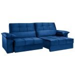 SOFÁ LISBOA (2,50M) RETRÁTIL E RECLINÁVEL - VELUDO BEGE