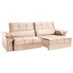 SOFÁ LISBOA (2,50M) RETRÁTIL E RECLINÁVEL - VELUDO BEGE - Imagem 2