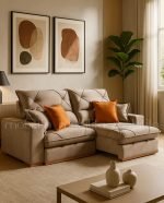 SOFÁ SANTORINI (2,50M) MOLAS ENSACADAS - VELUDO CAPUCCINO - Imagem 2