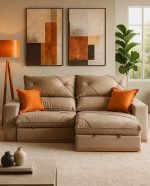 SOFÁ SANTORINI (2,50M) MOLAS ENSACADAS - VELUDO CAPUCCINO