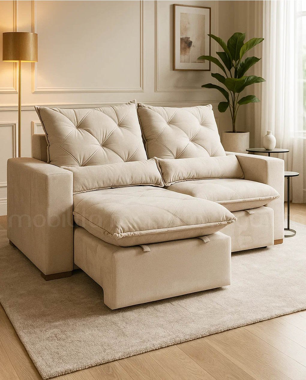 PRETTY180 SOFÁ PRETTY (1,80M) 3 LUGARES RETRÁTIL E RECLINÁVEL - VELUDO MARFIN - Imagem 1