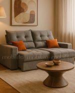 SOFÁ UNO (1,80M) 3 LUGARES RETRÁTIL E RECLINÁVEL - VELUDO GRAFITE