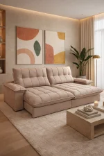 SOFÁ VICENZO (2,50M) RETRÁTIL E RECLINÁVEL 4 LUGARES - VELUDO CAMURCA