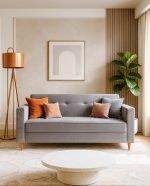 SOFÁ CAPRI (1,70M) LIVING FIXO - VELUDO CINZA