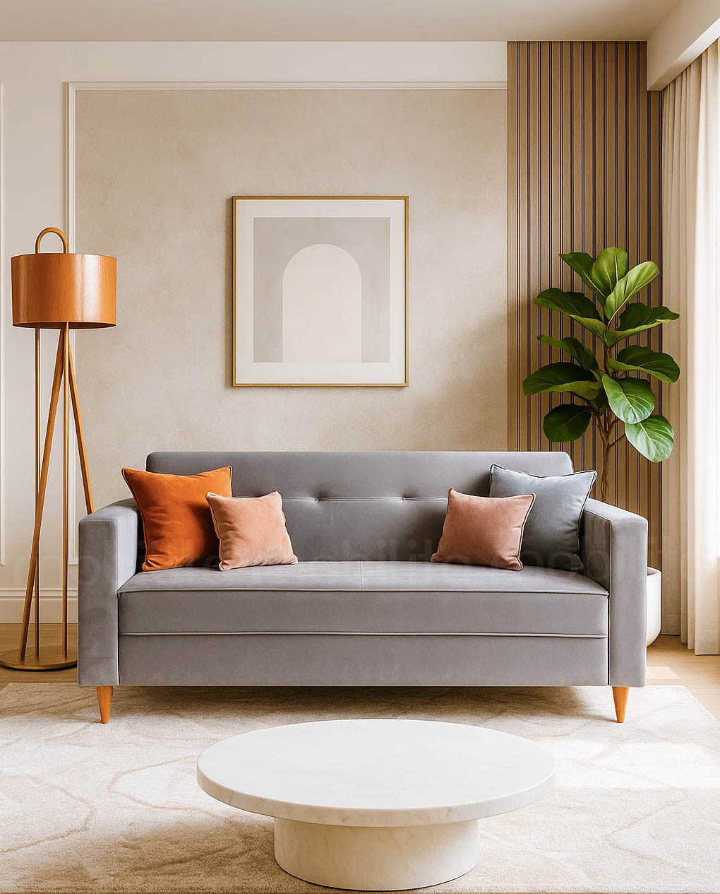 SOFÁ CAPRI (1,70M) LIVING FIXO - VELUDO CINZA