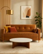 SOFÁ CAPRI (1,70M) LIVING FIXO - VELUDO TERRACOTA