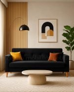 SOFÁ CAPRI (1,70M) LIVING FIXO - VELUDO PRETO