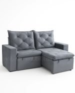 SOFÁ QUITO (1,80M) 3 LUGARES RETRÁTIL E RECLINÁVEL - VELUDO CINZA - Imagem 3