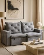 SOFÁ QUITO (1,80M) 3 LUGARES RETRÁTIL E RECLINÁVEL - VELUDO CINZA