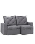 SOFÁ QUITO (1,80M) 3 LUGARES RETRÁTIL E RECLINÁVEL - VELUDO CINZA - Imagem 2