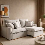 SOFÁ NICKS (2,30M) MOLAS ENSACADAS  - LINHO CINZA CLARO