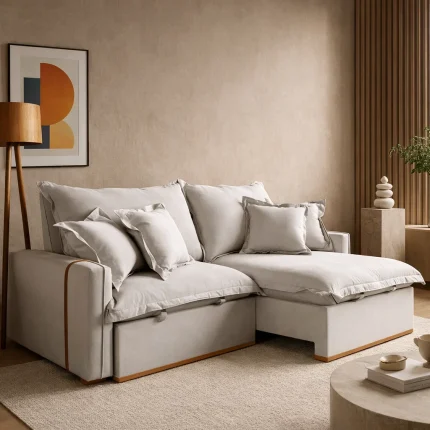 SOFÁ NICKS (2,30M) MOLAS ENSACADAS  - LINHO CINZA CLARO