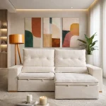 SOFÁ PALERMO (2,50M) 4 LUGARES RETRÁTIL E RECLINÁVEL - VELUDO MARFIM - Imagem 2