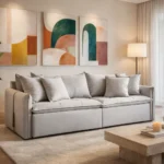 Sofá Sevilha retrátil sem caixa 2,20m veludo prata