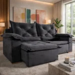 Sofá Diamante Retrátil e Reclinável  2,00m 3 lugares - veludo preto